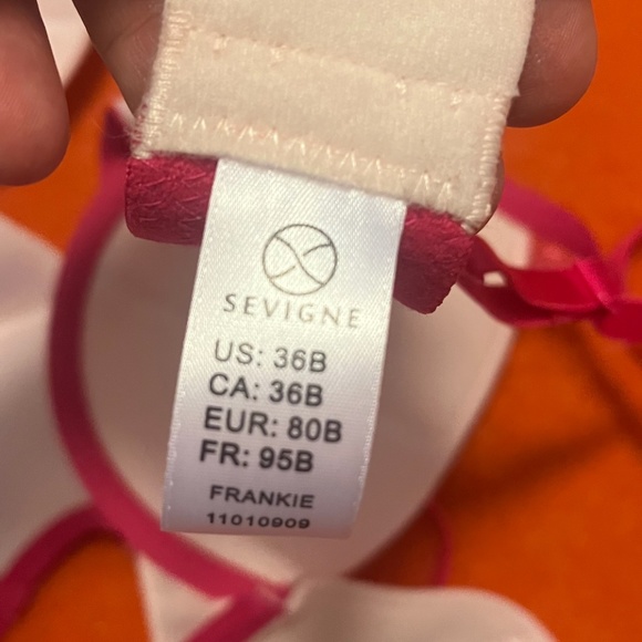 Sevigne Frankie cream and pink appliqué lace balconette bra NWT - Picture 6 of 7